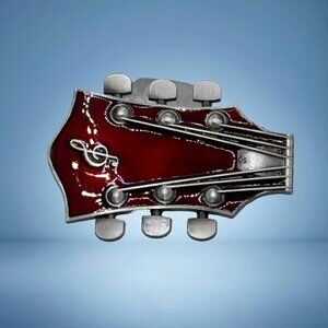 Guitar Rocker Dark Red Headstock Belt Buckle
